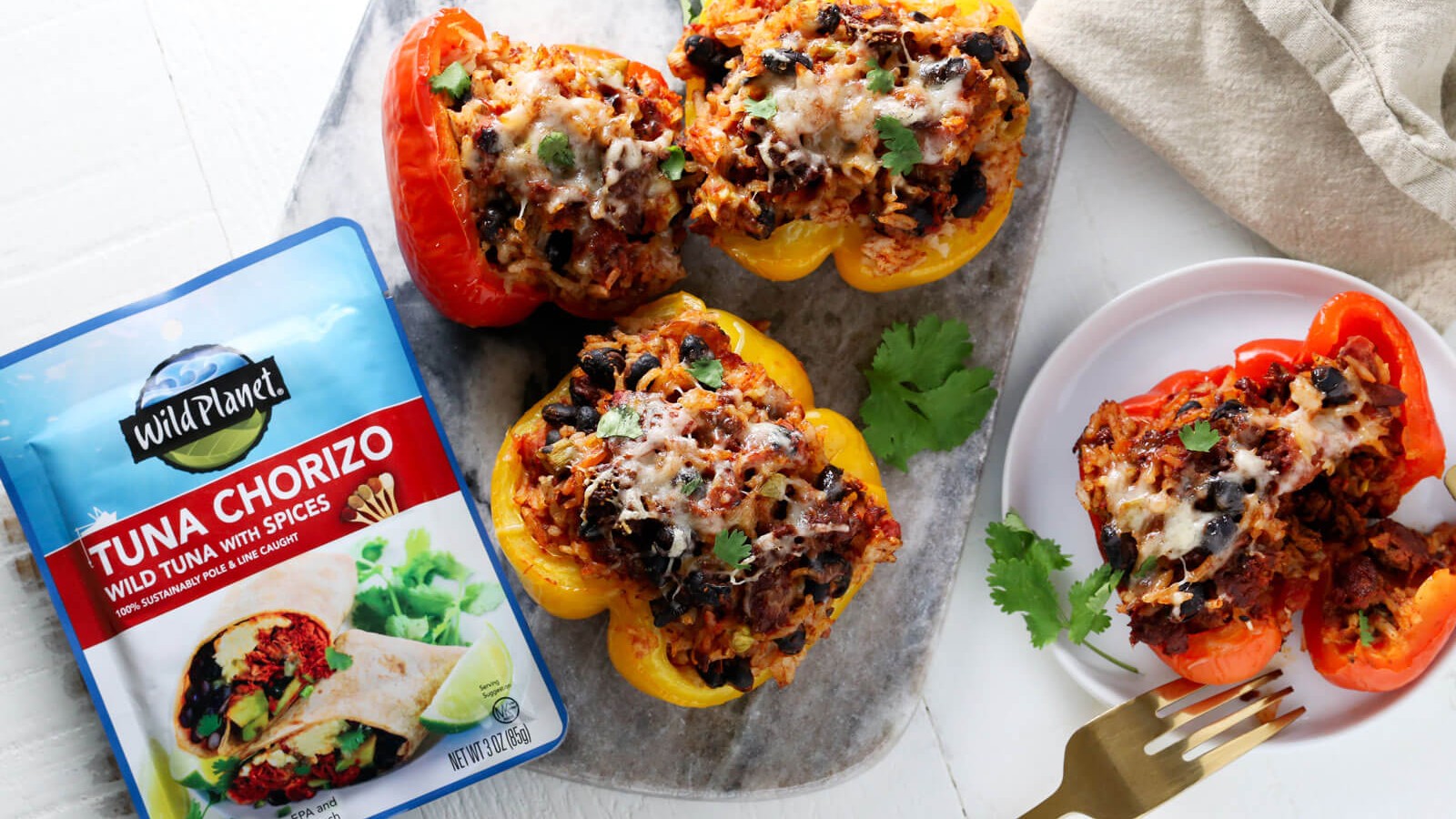 Image of Tuna Chorizo Stuffed Peppers