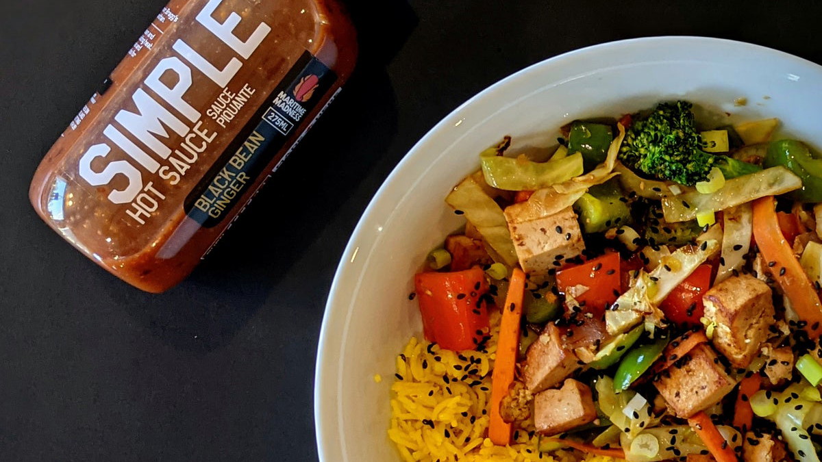 Image of Black Bean Ginger Tofu Stir-Fry with Turmeric rice