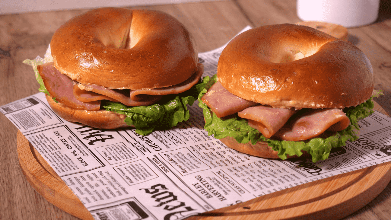 Image of Ham Bagel Sandwich with Honey-Mustard Cream Cheese