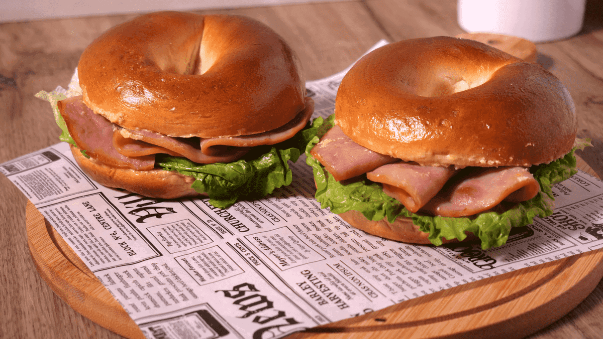 Ham Bagel Sandwich with Honey-Mustard Cream Cheese