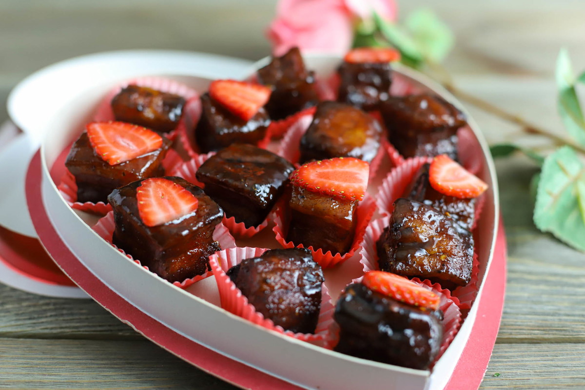 Strawberry Bourbon Pork Belly Burnt Ends