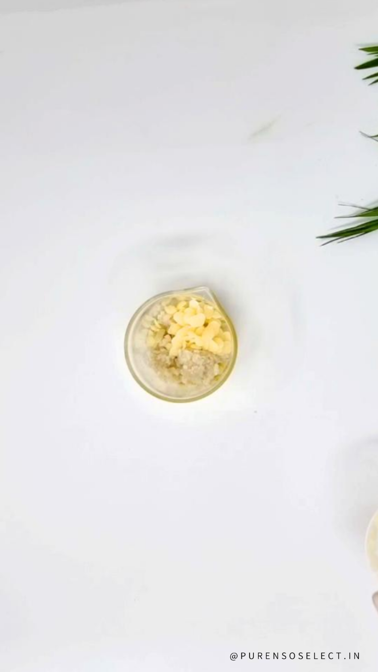 Image of Measure out Cocoa Butter, Olive Oil and Beeswax. In a...