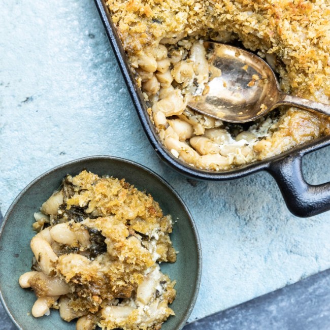 Image of Baked White Beans with Feta & Spiced Panko Bread Crumbs
