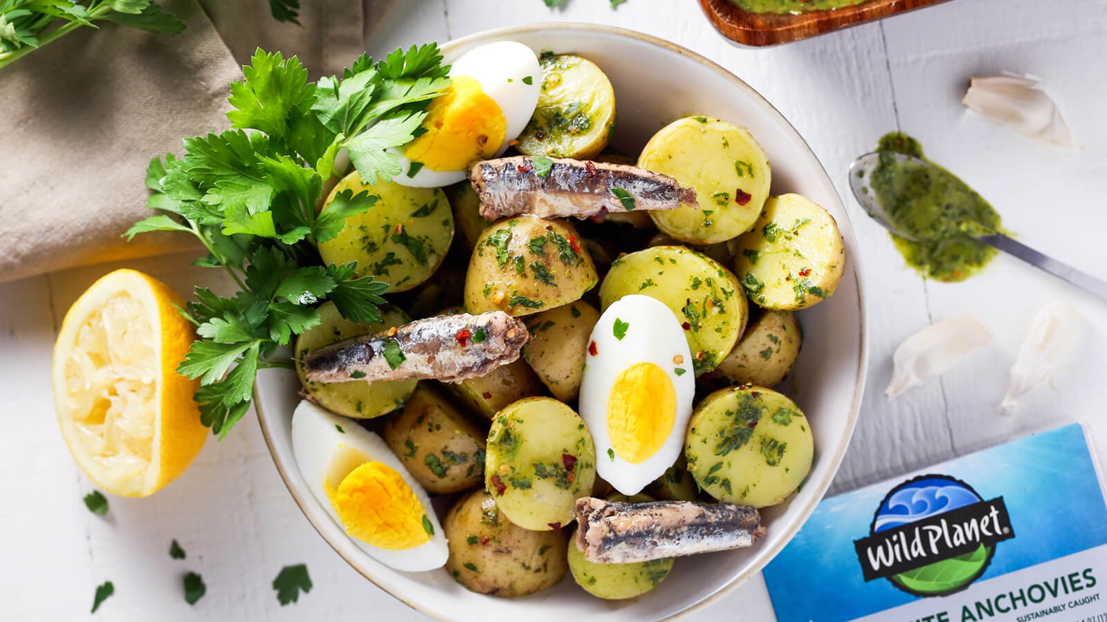 Image of Anchovy and Egg Chimichurri Potato Salad