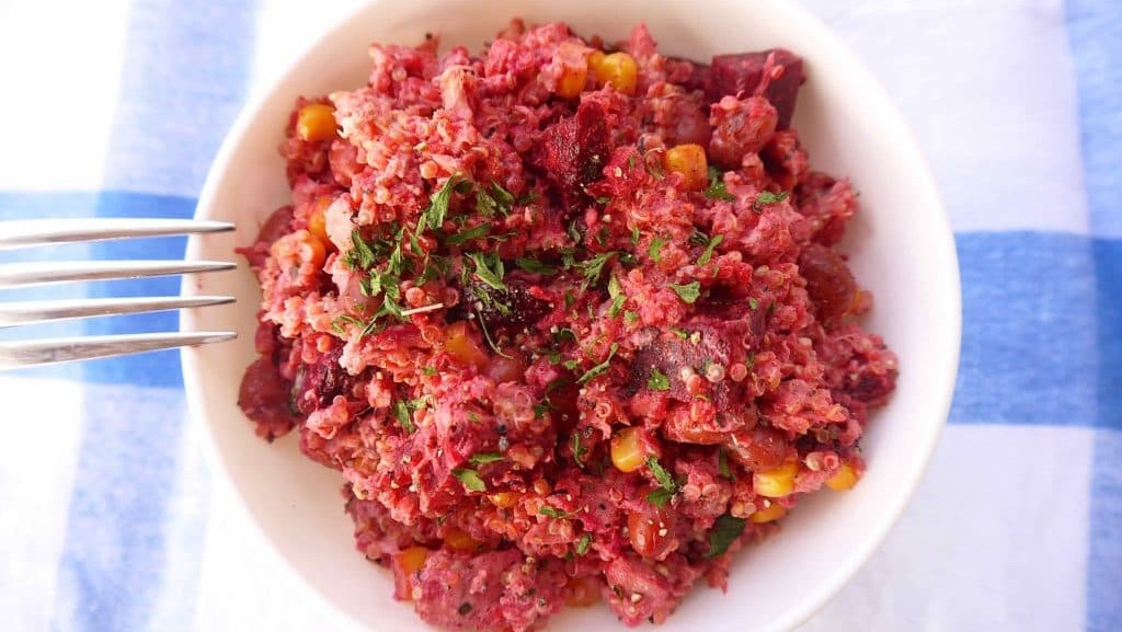 Image of Pink Protein Quinoa, Tuna, And Beet Salad (Gluten Free)