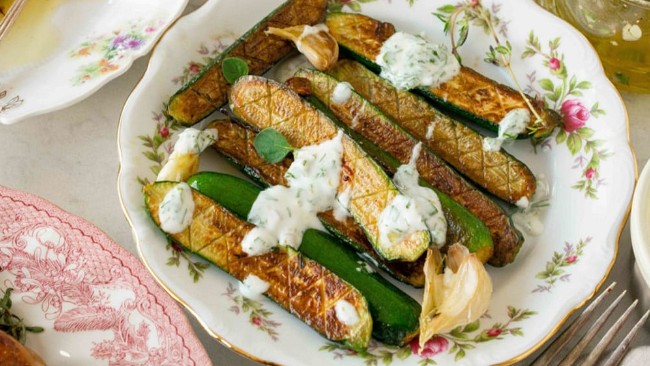 Image of Pan-Fried Zucchini with Yogurt Dressing