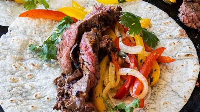 Image of Chipotle Skirt Steak Fajitas with Sour Cream