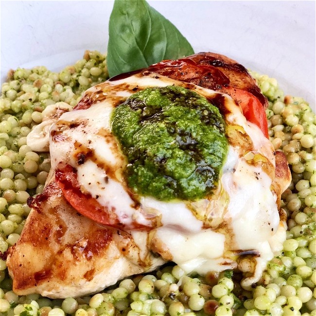 Image of Caprese Chicken with Pesto Couscous