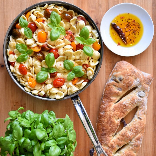 Image of Orecchiette with Heirloom Tomatoes and Mozzarella