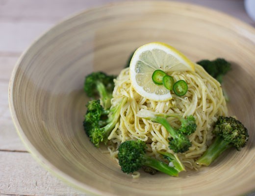 Image of Stir-Fried Broccoli with Lemon, Garlic and Noodles