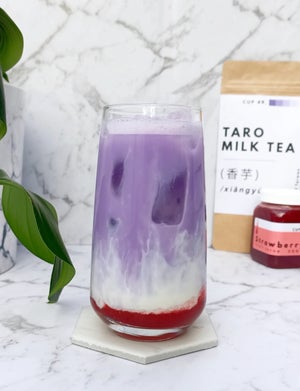 Strawberry Taro Milk Tea