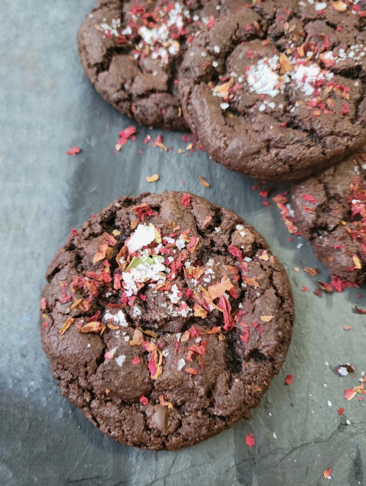 Salted Double Chocolate Chunk Cookies