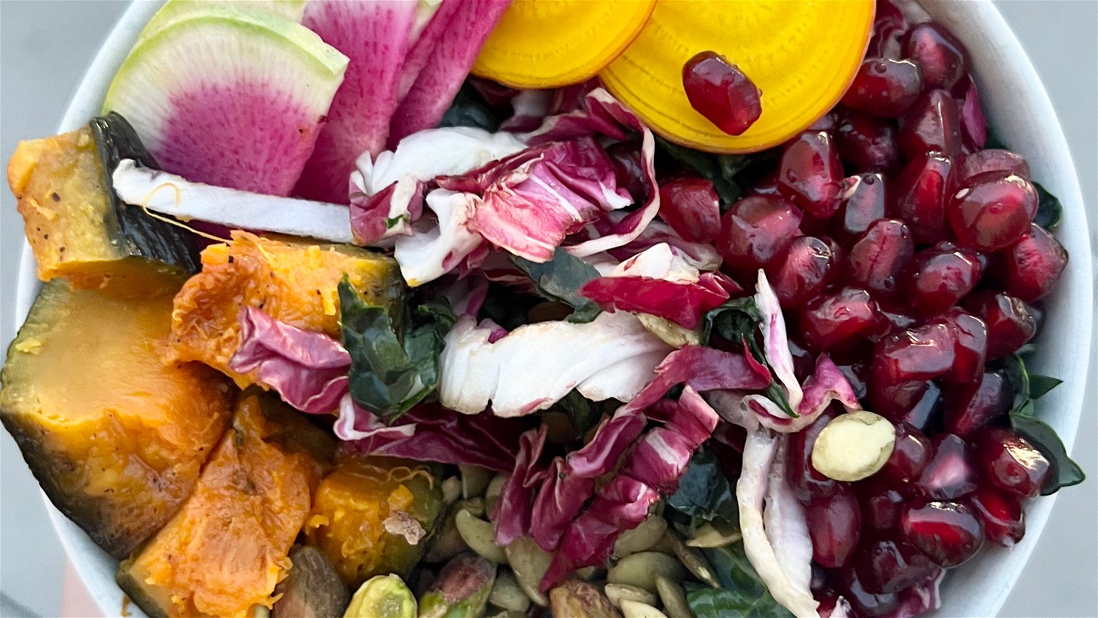 Hearty Winter Salad + Ginger Pomegranate Vinaigrette