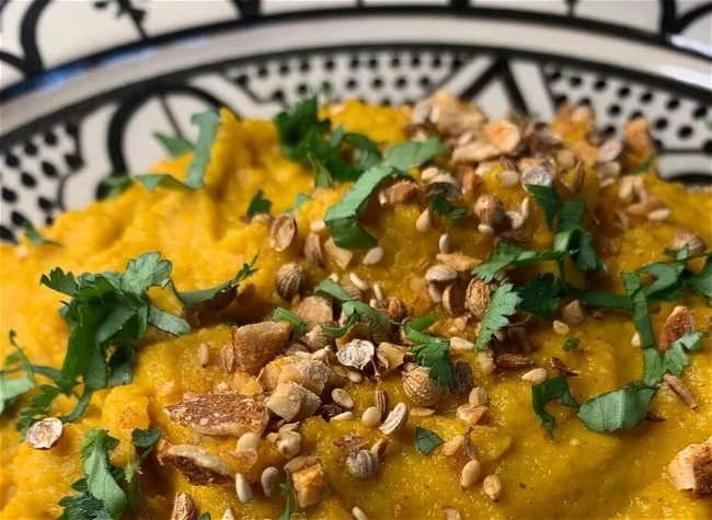 Image of Pepper Spiced Carrot Dip with Dukkah