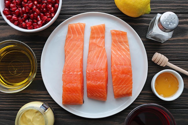 Image of Salmon with Pomegranate Vinaigrette