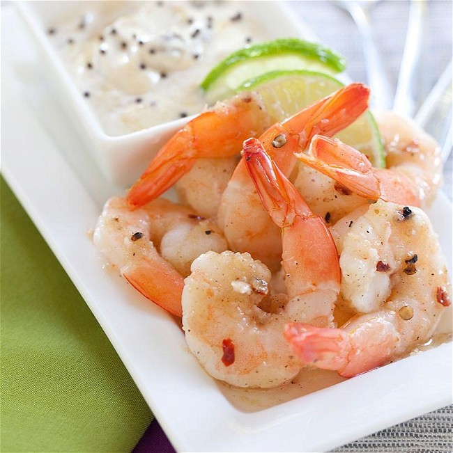 Image of Marsala Shrimp with Yogurt-Chutney Sauce