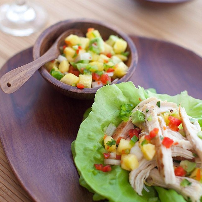 Image of Tequila - Lime Chicken Lettuce Cups with Pineapple Salsa