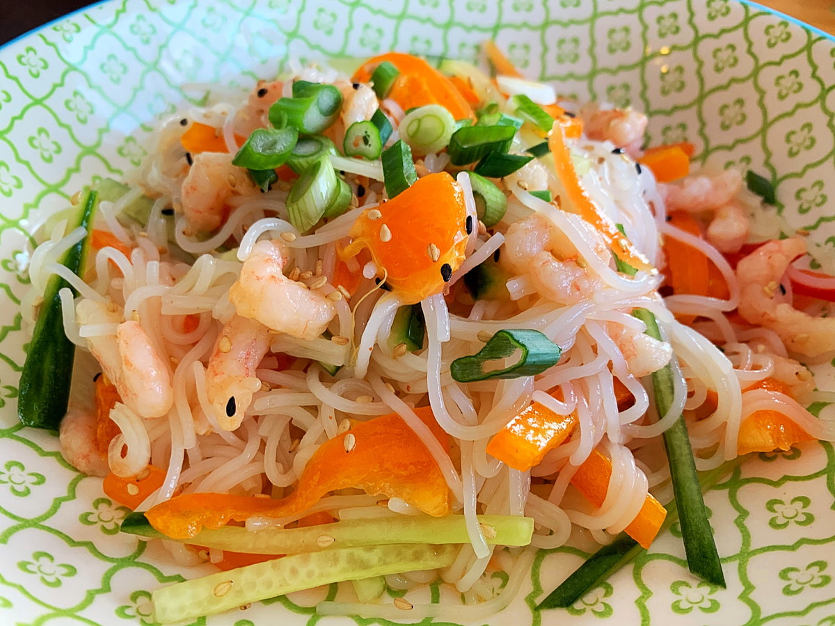 Vermicelles Tièdes Aux Crevettes Et Mandarines