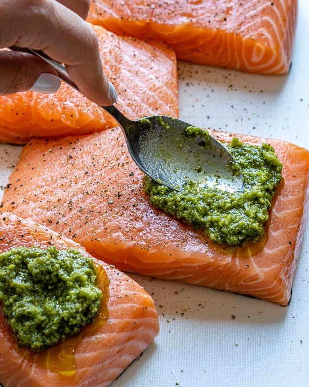 Image of Salmon with Basil & Pepita Pesto