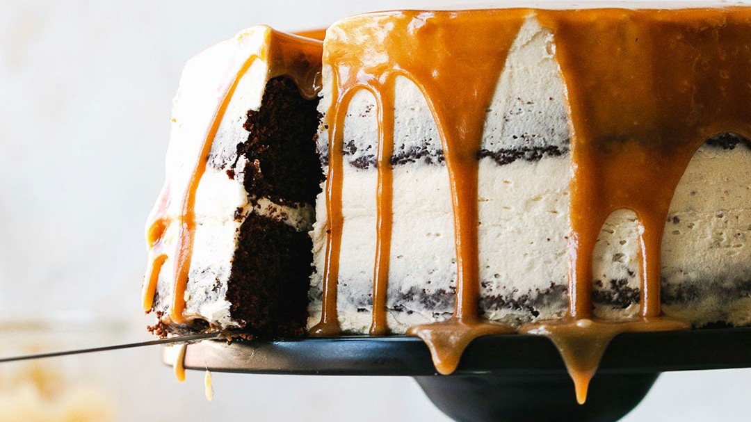 Image of Chocolate Tahini Cake with Tahini Frosting and Tahini Caramel