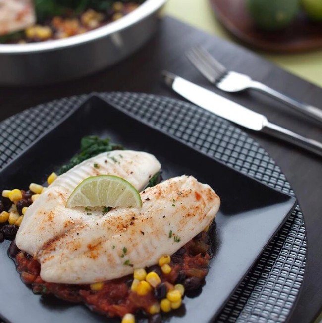 Image of Tilapia with Fresh Salsa, Corn & Baby Spinach