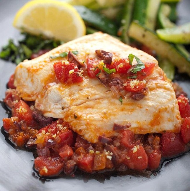 Image of Halibut with Plum Tomatoes & Lemon