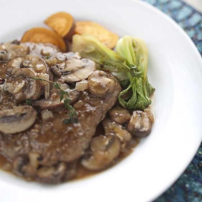 Image of Cubed Top Sirloin with Pan Fried Mushrooms