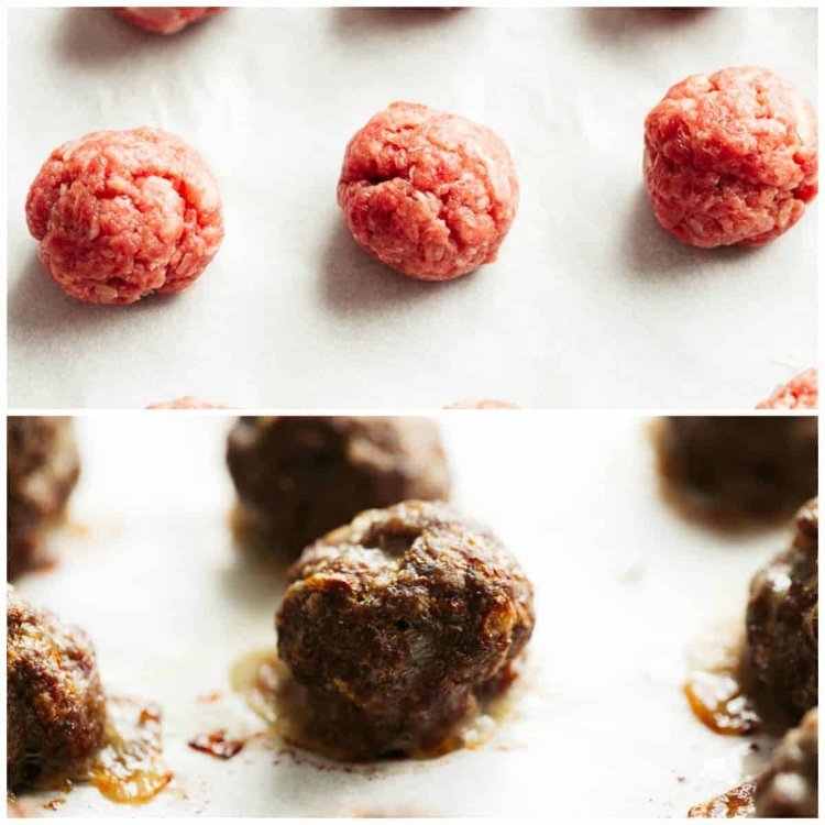 Image of Divide beef mixture into 1-tablespoon equal portions; shape/roll into meatballs.