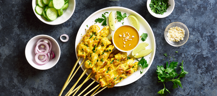 Chicken Satay Skewers & Peanut Sauce (a Lean and Green Appetizer)
