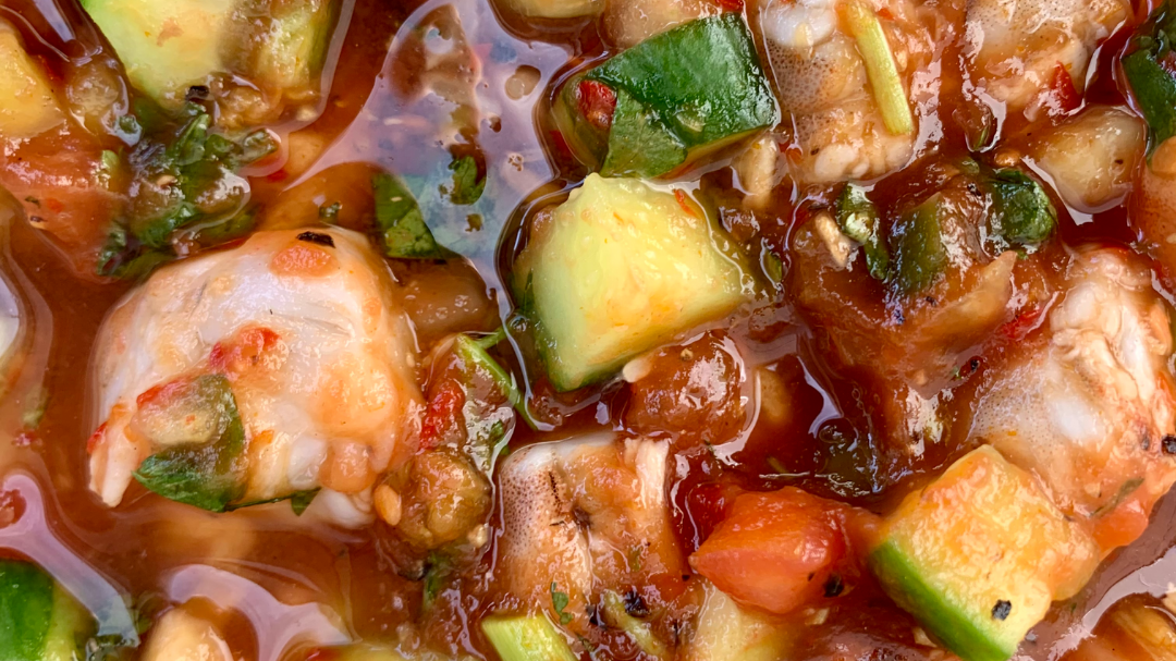 Shrimp Cocktail with Peach and Mango | Heather Hartman Health