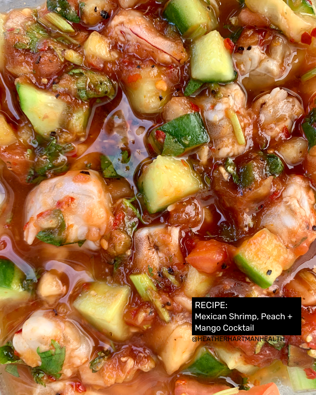 Mexican Shrimp, Peach and Mango Cocktail 