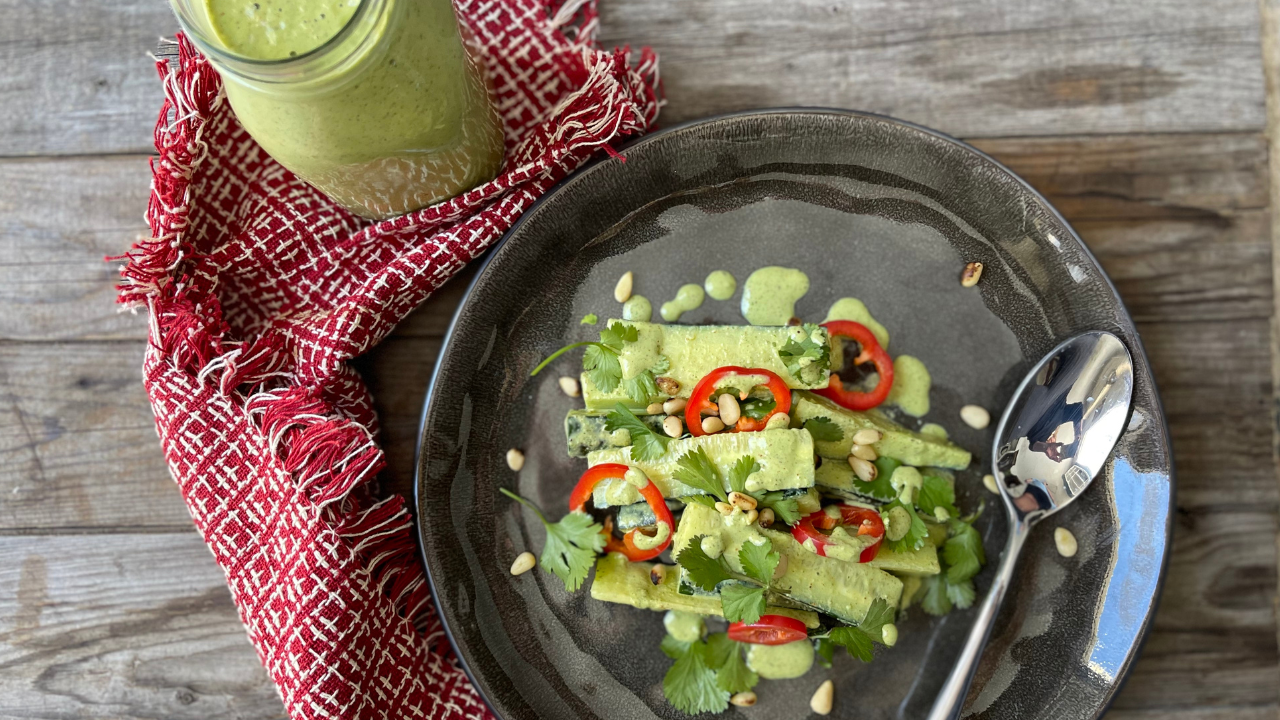 Image of Cucumber Salad with Zesty Cilantro Dressing