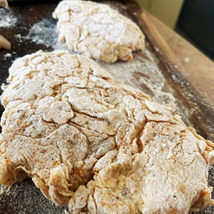 Image of Dip chicken in unseasoned flour, then into the buttermilk/egg/pickle and flour mixture. Then coat chicken in signature/cayenne seasoned flour.