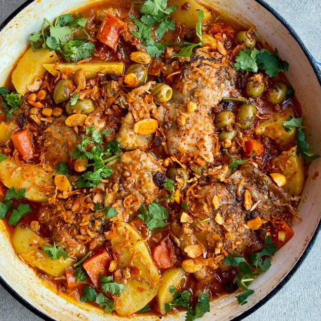 Image of Moroccan Braised Chicken with Potato and Olives