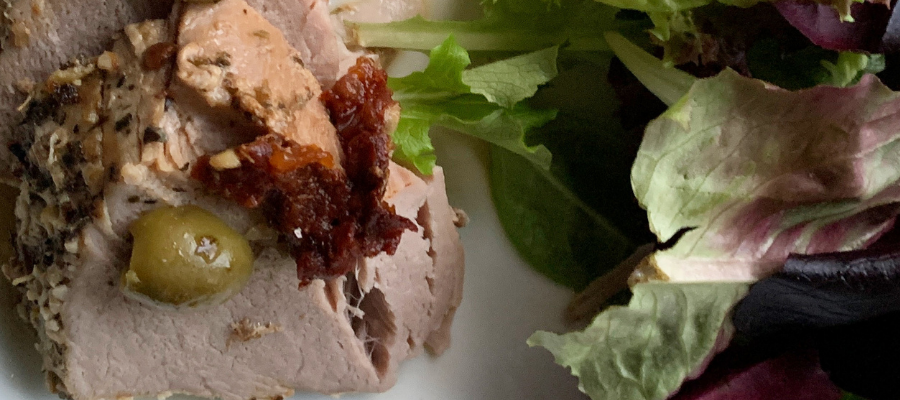 Mediterranean Pork Loin with Sun Dried Tomatoes and Olives