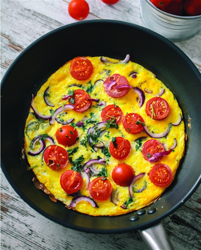Image of Hemp Omelette with fried tomatoes
