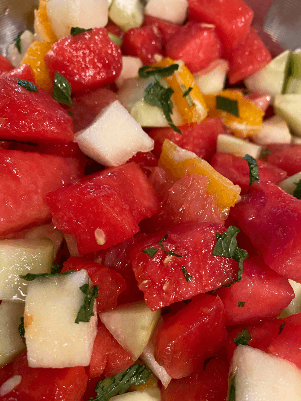 Fruit Salad with Honey Mint Lime Vinaigrette