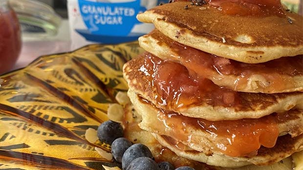 Image of Blueberry Pancake Stack and Nectarine and Ginger Jam