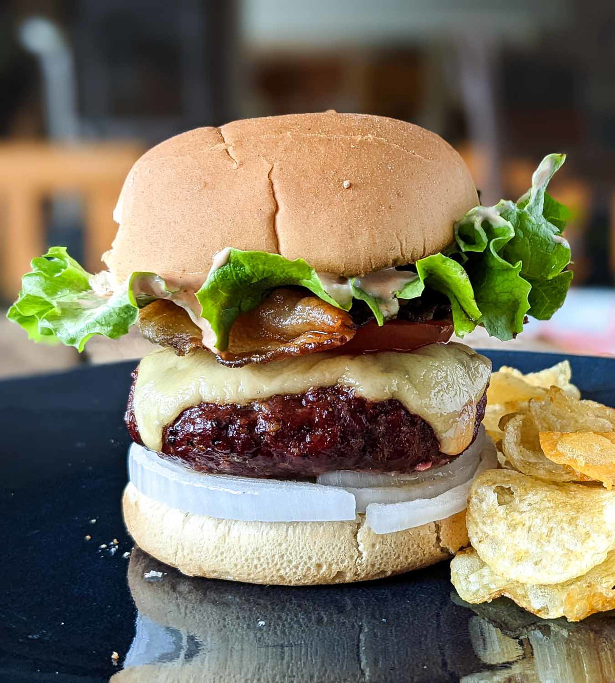 Smoked Burgers with Spicy Chili Mayo