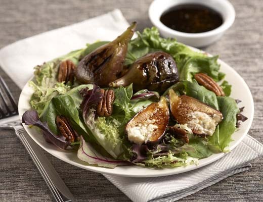 Image of Grilled Figs with Gorgonzola, Spiced Pecans and Balsamic Reduction