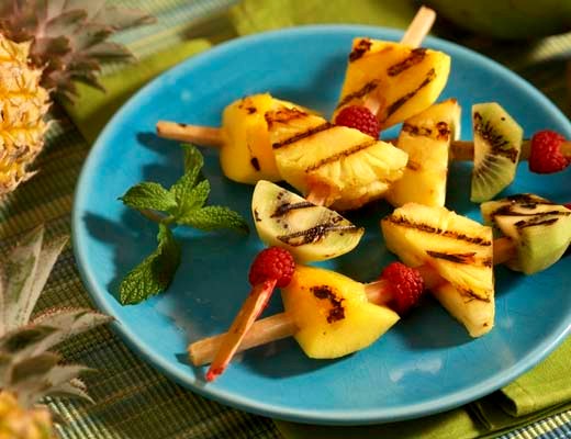 Image of Grilled Fruit Kabobs on Sugar Cane Swizzle Sticks