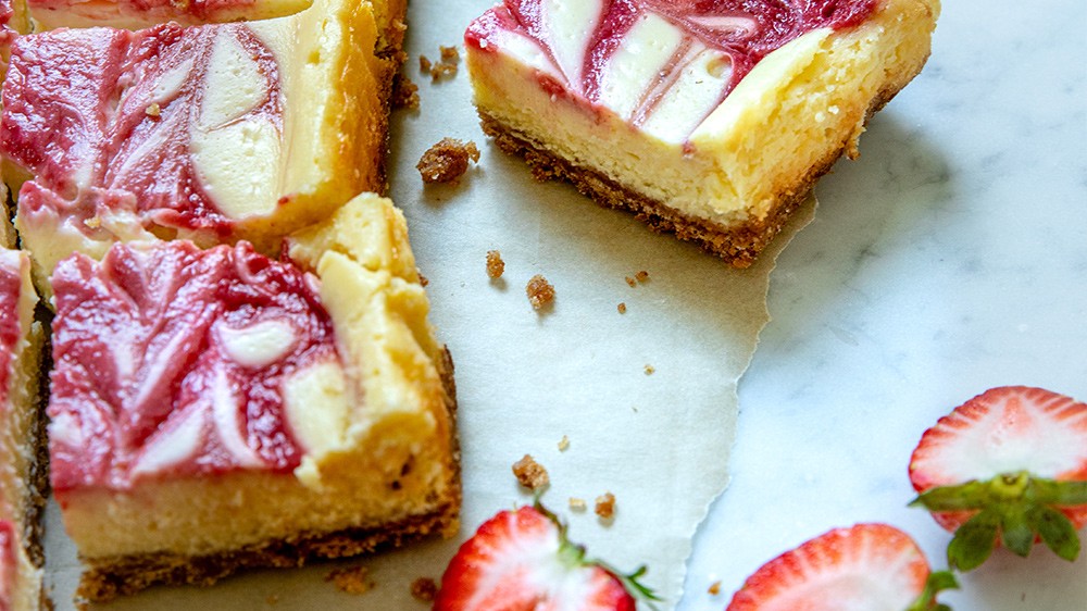 Image of Swirled Strawberry Cheesecake Bars
