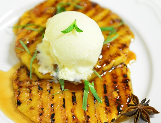 Image of Grilled Pineapple with Rum, Lime Ginger and Ice Cream