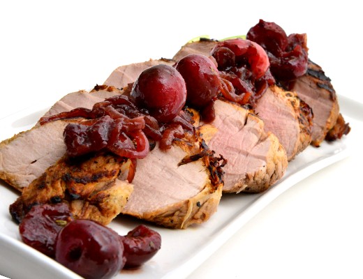 Image of Grilled Pork Tenderloin with Fresh Cherry Relish