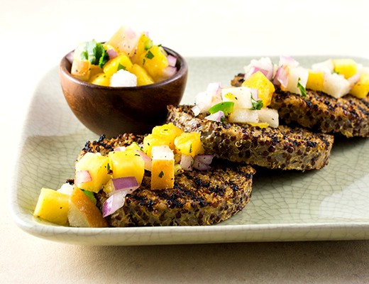 Image of Grilled Quinoa Breakfast Patties with Sweet and Spicy Salsa