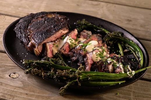 Image of Dry-Brined Ribeye With Green Peppercorn Crema