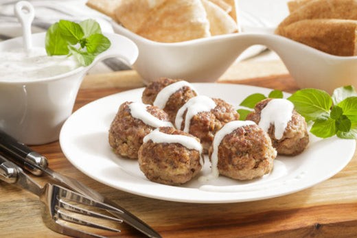 Image of Keftedes (Greek Meatballs) with Dill Yogart