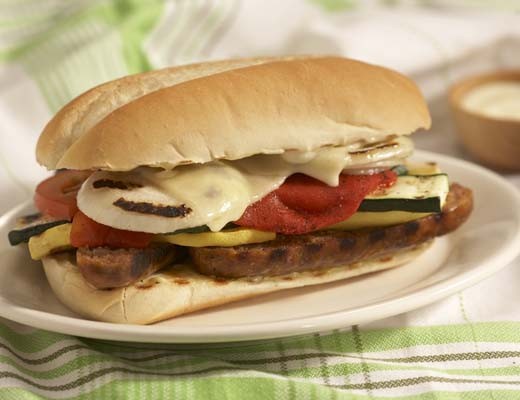 Image of Grilled Sausage, Veggie and Organic Tomato Sandwich