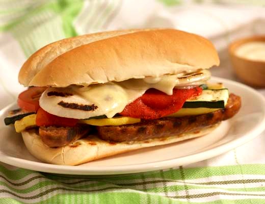 Image of Grilled Sausage, Veggie and Organic Tomato Sandwich