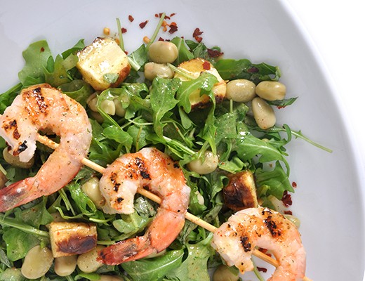 Image of Grilled Shrimp, Fava Bean & Roasted Parsnip Salad